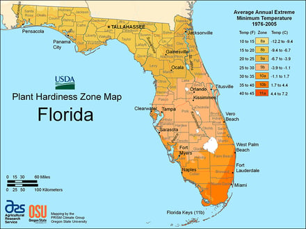 Florida | Plant Hardiness Zone map
